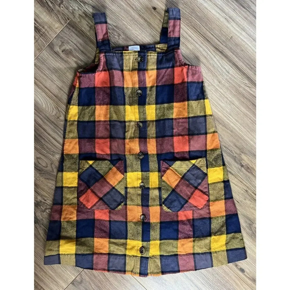 Hanna Andersson Flannel Dress Multicolor Size 8 Kid Child Girl Cotton Cute Fall - Picture 1 of 7